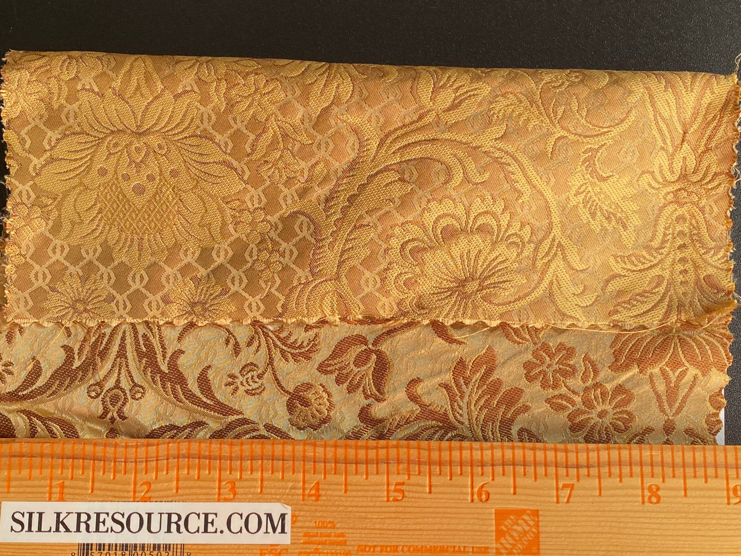 In Name of Rose Medallion Acanthus Renaissance Silk Damask Jacquard Gold Copper MSRP USD 225Y