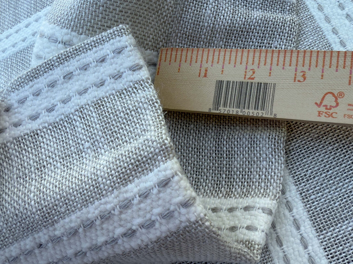 7 Berkbox108 Scalamandre Alhambra Barbate Cloud White Jacquards Linen Stripe Solid Texture 2.4yd x54" wide