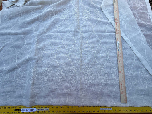 9 Berkbox108 Scalamandre Christian Fiscbacher Chanel Sheer Ivory Ogee Linen Polyester 2.4yd x58" wide