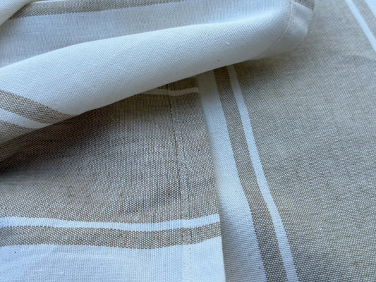 3 Berkbox109 Scalamandre Alhambra Polop Linen Beige Cream Wide Stripe 2.4yd x54" wide