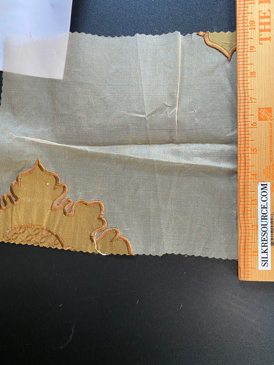 Divinity 100% Silk Organza with Medallion Embroidery Copper Gold