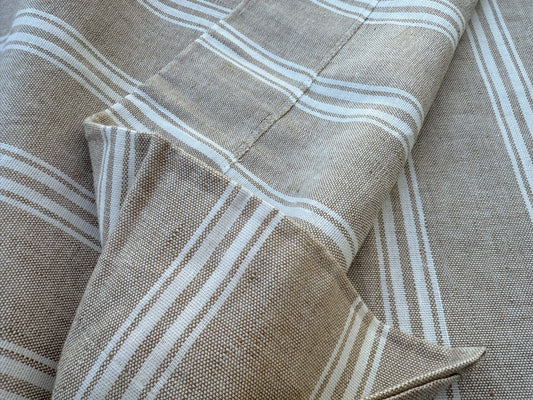 6 Berkbox109 Scalamandre Alhambra Negret Linen Beige White Cotton Stripe 2.4yd x54" wide