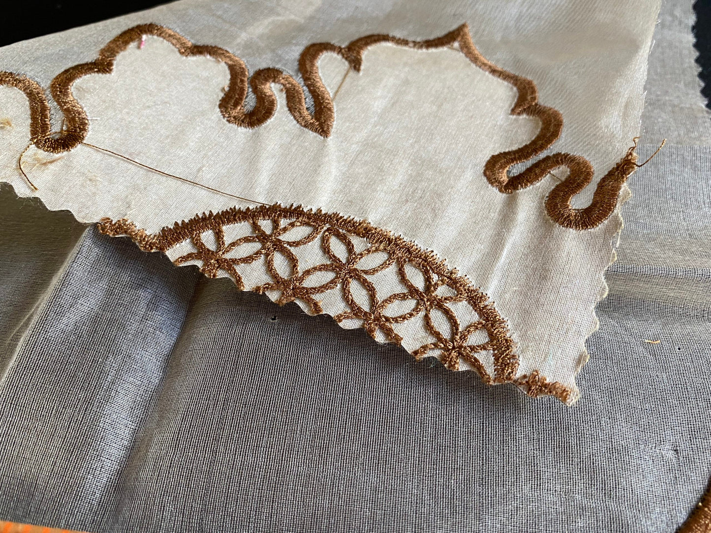 Divinity 100% Silk Organza with Medallion Embroidery Copper Gold
