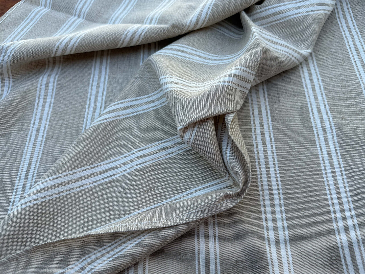 6 Berkbox109 Scalamandre Alhambra Negret Linen Beige White Cotton Stripe 2.4yd x54" wide
