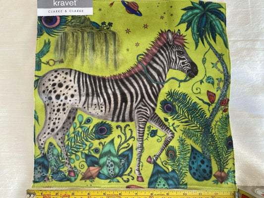 By Y Kravet Lost World Velvet Print Lime Green Zebra Jungle MSRP USD 316/YD Special Order