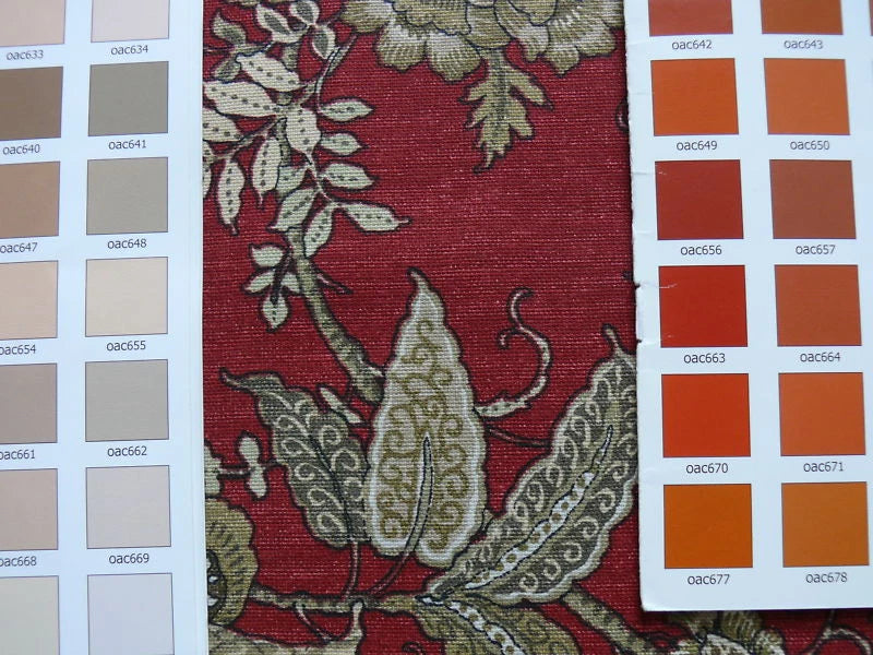 By yard Designer Magnolia Home White Paisley Jacobean Print Red