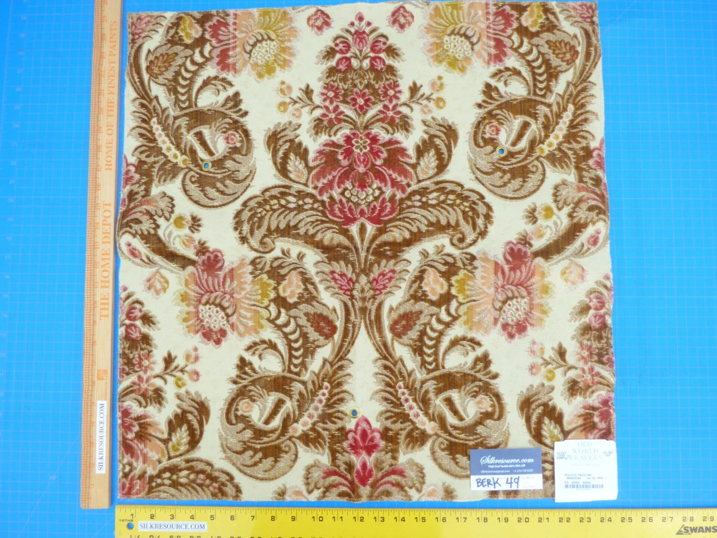 6 Berkbox49 Scalamandre Square Velluto Palatina Marrone Damask MSRP USD 862/yard