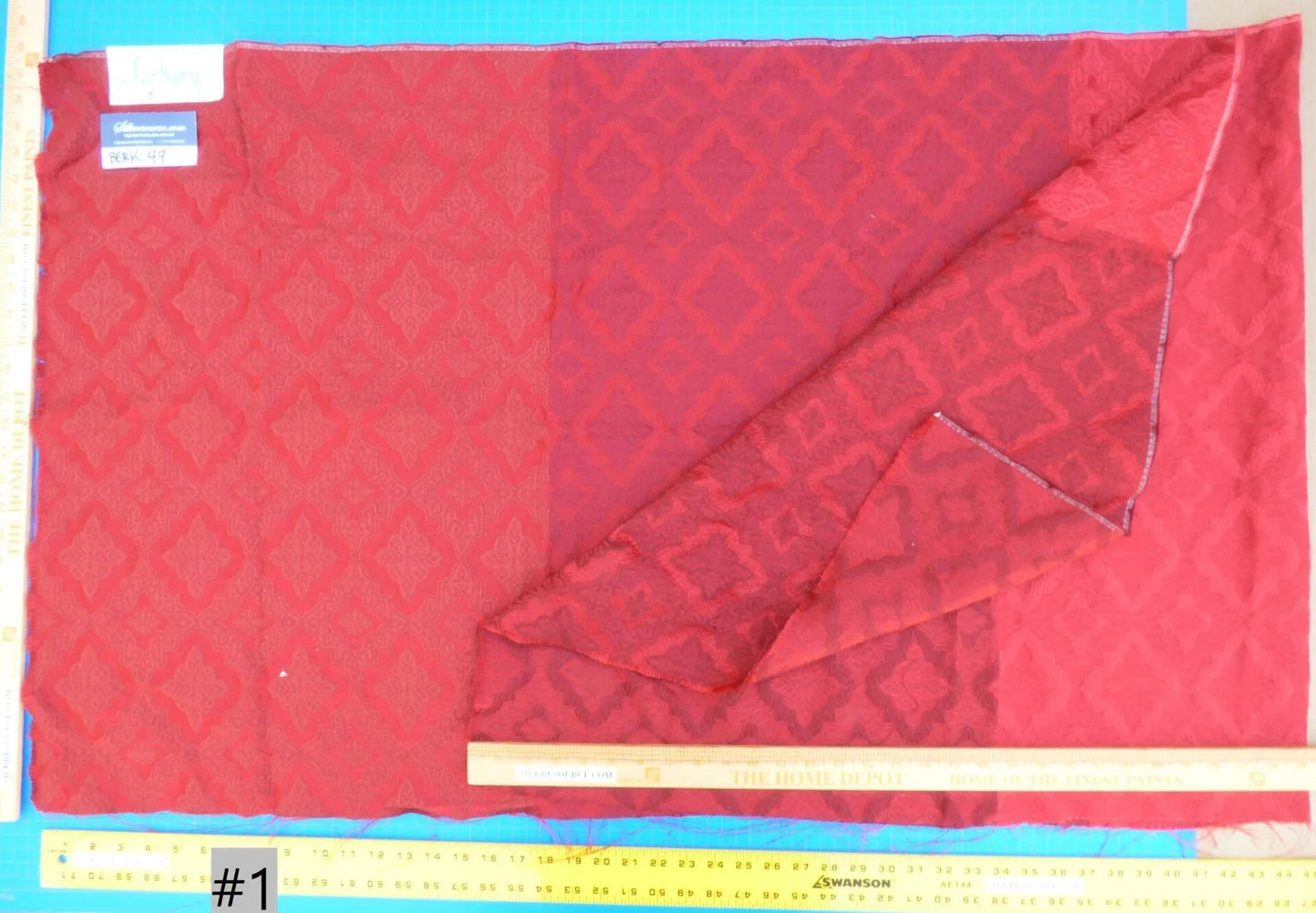 26a Berkbox49 Scalamandre Square Sunbury Damask Red MSRP USD 200+