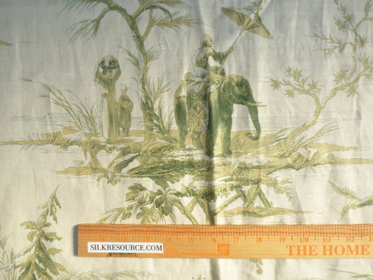 15 Berkbox50 Scalamandre Square 1.2yd Voyage En Chine Vert Chinoiserie Asian Garden Elephant MSRP USD 388/Yard