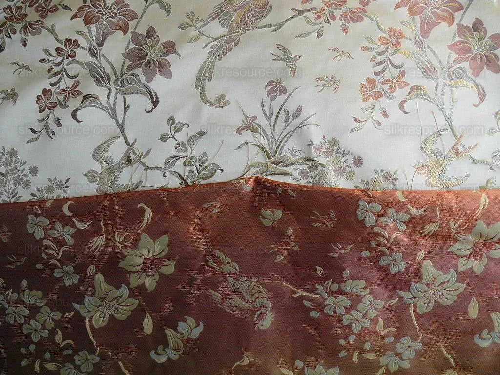 100% Silk Lampas Bird of Paradise Tree-peony Chinoisery Gold Custom Order