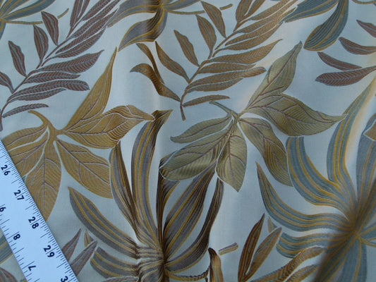 By Yard Scalamandre Sylvain Chamois Silk Damask Tropical Foliage Monstera MSRP USD300+/Y