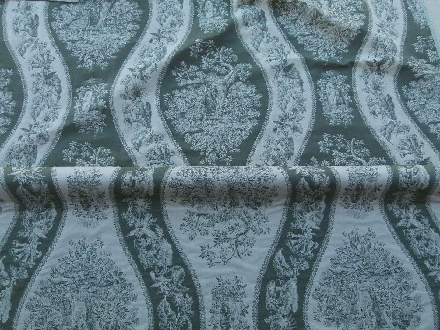 By Yard Scalamandre Jangala Jungle Green Safari Animal Leopard Monkey Hummingbird MSRP USD 320/Y