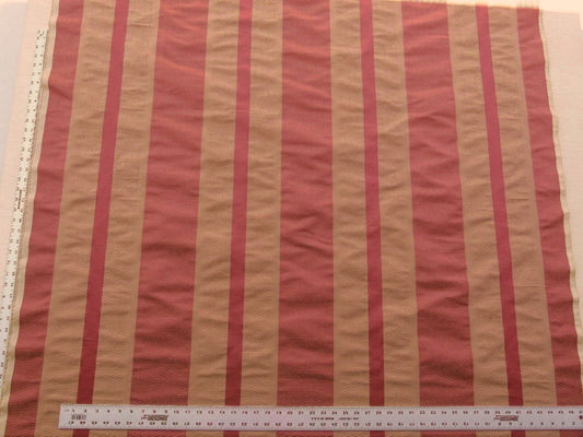 Scalamandre Grey Watkins Montes Stripe Rust Red Brown Reversible Cotton Silk - By The Yard - MSRP USD 228/Y