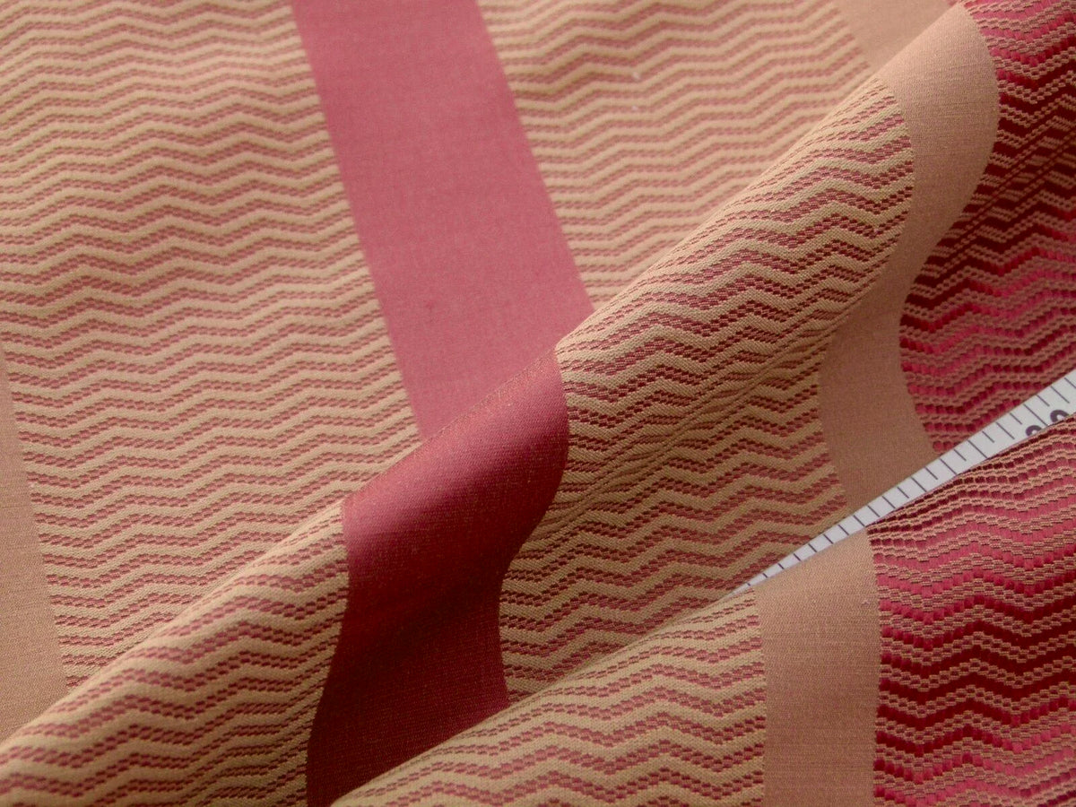 Scalamandre Grey Watkins Montes Stripe Rust Red Brown Reversible Cotton Silk - By The Yard - MSRP USD 228/Y