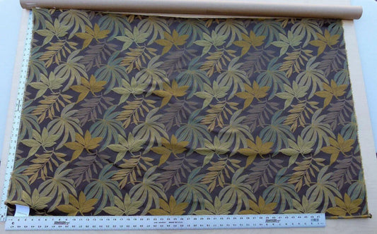 By Yard Scalamandre Sylvain Espresso Dark Brown Silk Damask Tropical Foliage Monstera MSRP USD 300+/Y