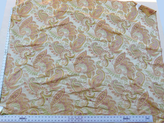 Scalamandre Fonthill Douglas Parprika Silk Paisley Fabric - Red Gold - 1.25 yards