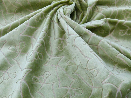 Scalamandre Princess Aida Bamboo Green Cut Velvet Silky Old World Weavers MSRP USD 265/Y