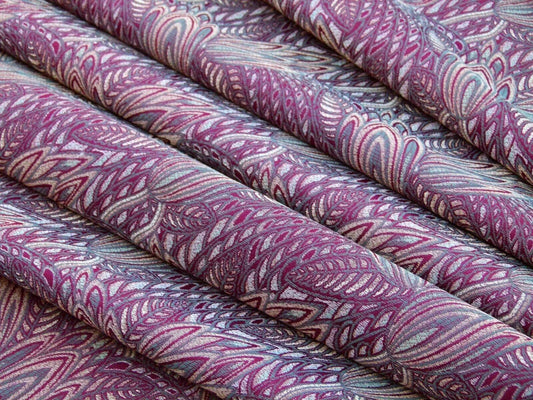 Scalamandre Napoli Bordeaux Red Gold Feather Paisley Silk Lampas MSRP USD 236/Y Grey Watkins