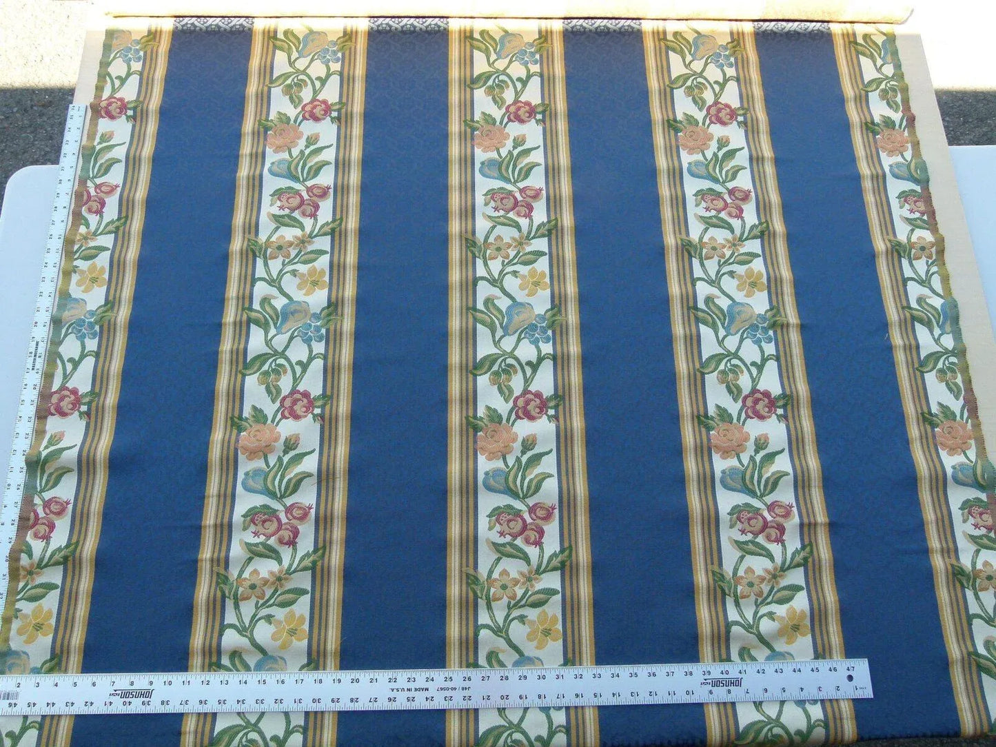 Scalamandre Salerno Grey Watkins Blue Floral Pomegranate Pear Rose Stripe MSRP USD 152/Y