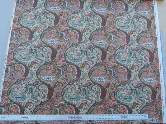 Scalamandre Ashkhabad Grey Watkins Multi On Olive Green Arabesque Paisley Old World Weavers Print MSRP USD 244/Y