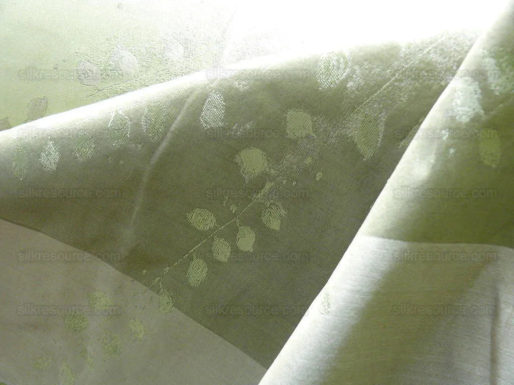 Donghia"tree Of Life" Silk Organza Semi-sheer Pocket Weave Green