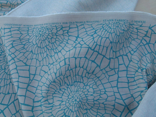 Scalamandre Dianthus Turquoise Blue Print Mid-century MSRP USD 144/Y Flower Print Old World Weavers Cotton Linen