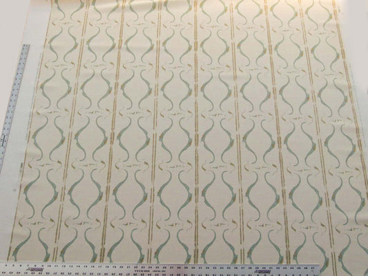 Scalamandre Helena Print Sea Spray Blue on Cream Ikat Ancient Ruins Linen MSRP USD 184/Y Old World Weavers