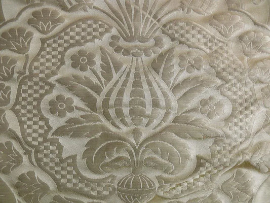 by yard Renaissance Artichoke 100%silk Damask In Sunglow Cream Ivory