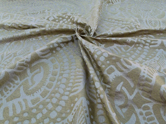 By yard Scalamandre Ethnic Damask Cognac Gold Silk Lampas African Abstract Old World Weavers MSRP USD 432/Y