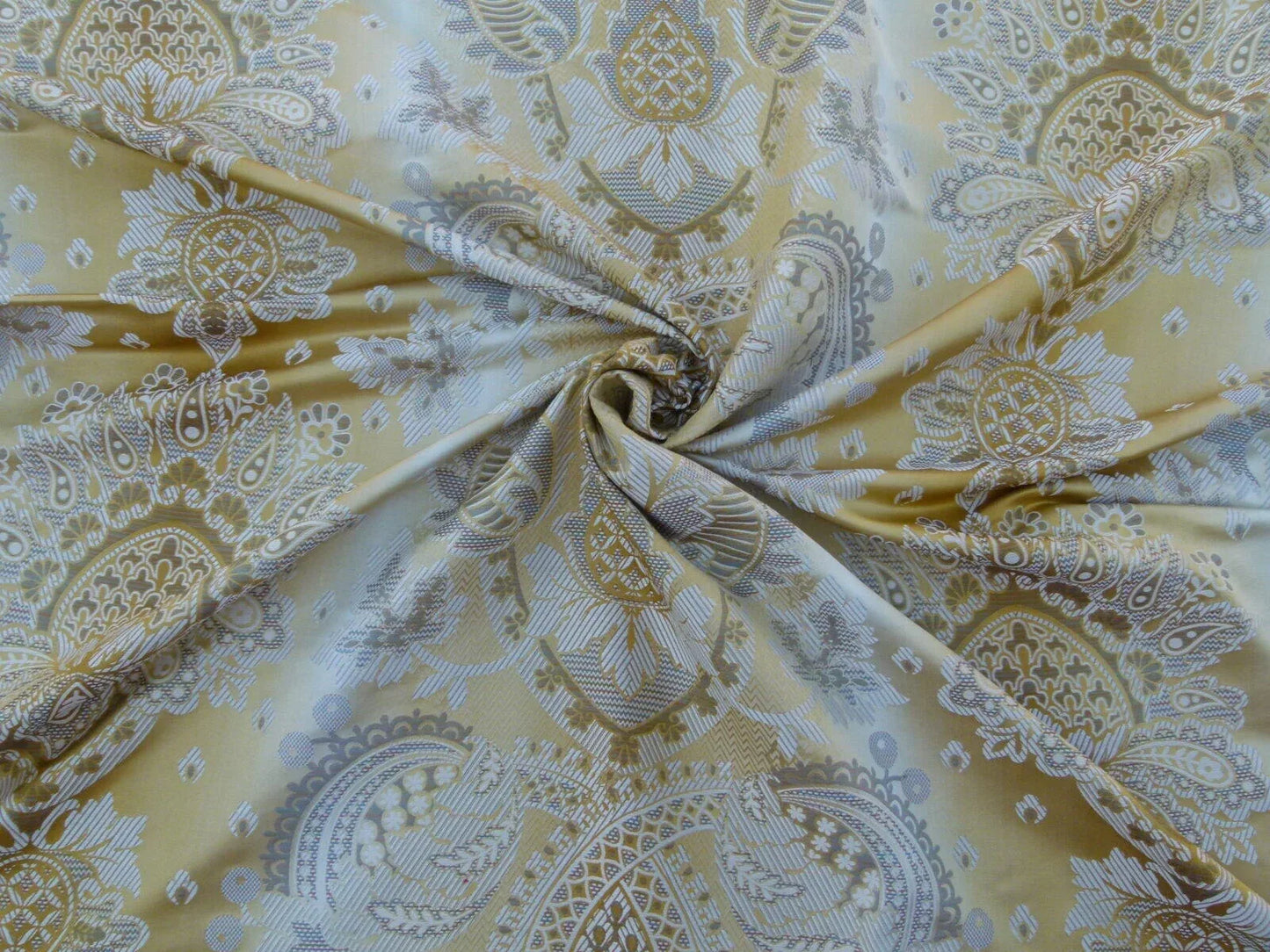 Scalamandre Teodora Ochre Gold Renaissance Classic Artichoke Silk Lampas Old World Weavers Silk Damask MSRP USD 338/Y