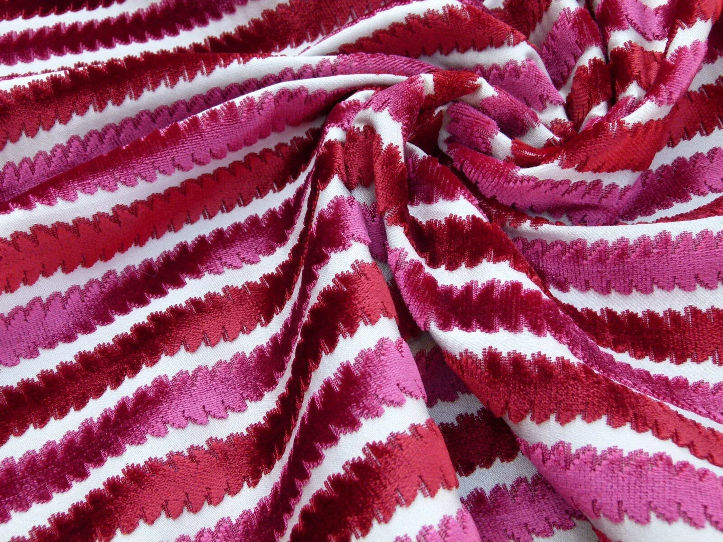Scalamandre La Foltiere Carnation Cut Velvet Red Pink Old World Weavers MSRP USD 284/y