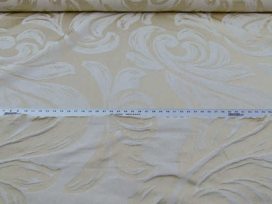 Scalamandre Duquette Meringue Off White Beige Old World Weavers Robust Silk Viscose Swirl Wave MSRP USD 284/y