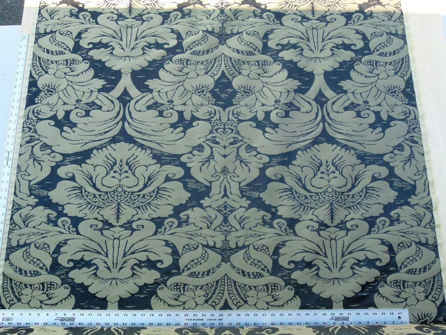 Scalamandre Orvieto In Black Gold Classic Renaissance 100% Silk Damask Old World WeaversMSRP USD 372/y