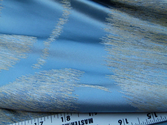 Scalamandre Isabella Blue Shimmer Mystic Foliage Heart Shape Silk Lampas Old World Weavers MSRP USD 428/y