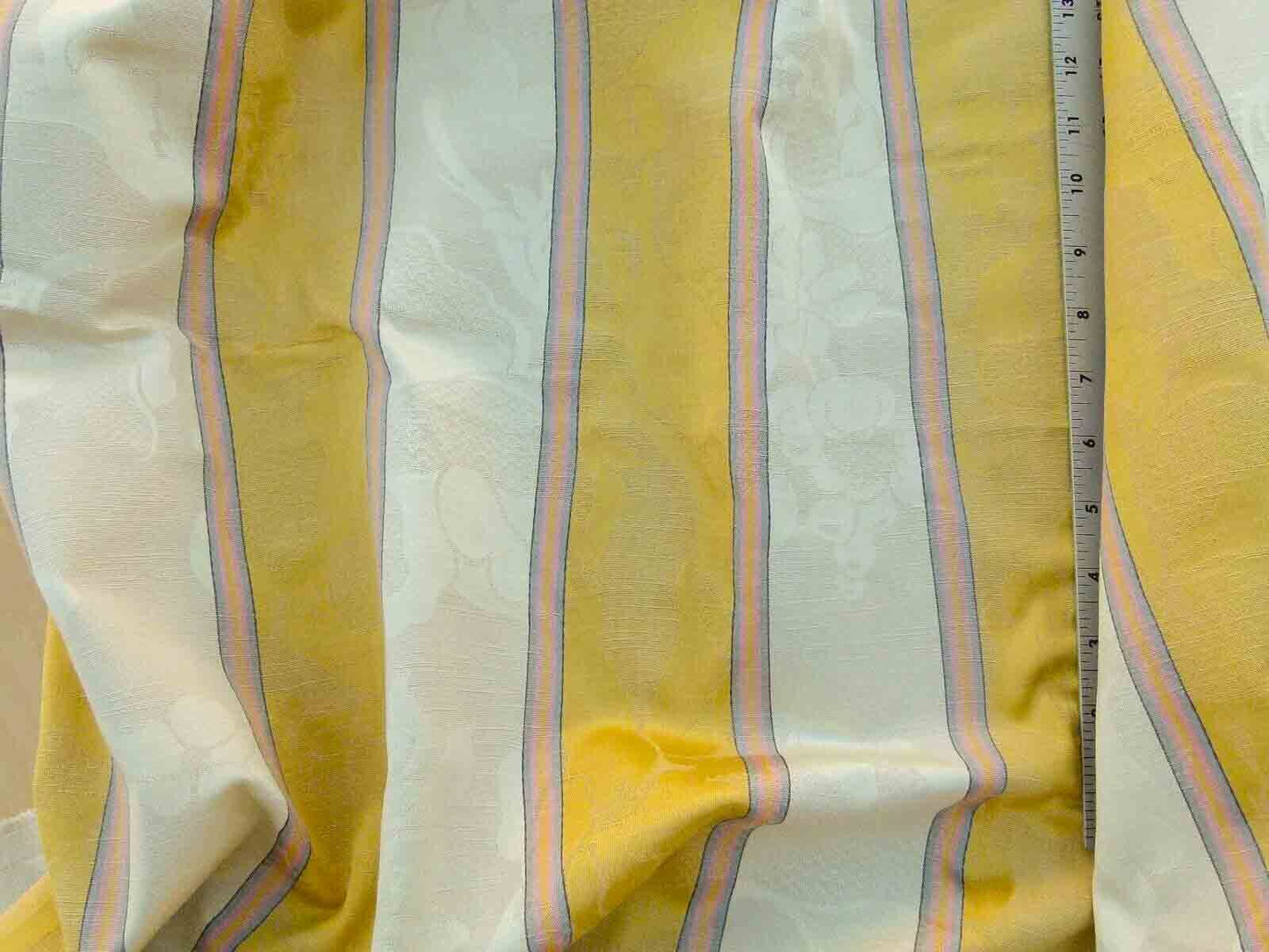 Scalamandre Damasko Rigato Damask Stripe Magnolia Gold Cream Pink Old World Weavers Fonthill MSRP USD 164/Y