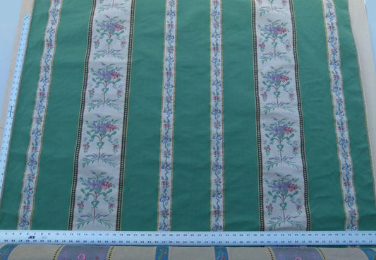By Yd Scalamandre Fonthill Josephine Multi/green White Cotton Floral Stripe MSRP USD 204/Y