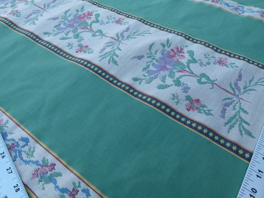 By Yd Scalamandre Fonthill Josephine Multi/green White Cotton Floral Stripe MSRP USD 204/Y