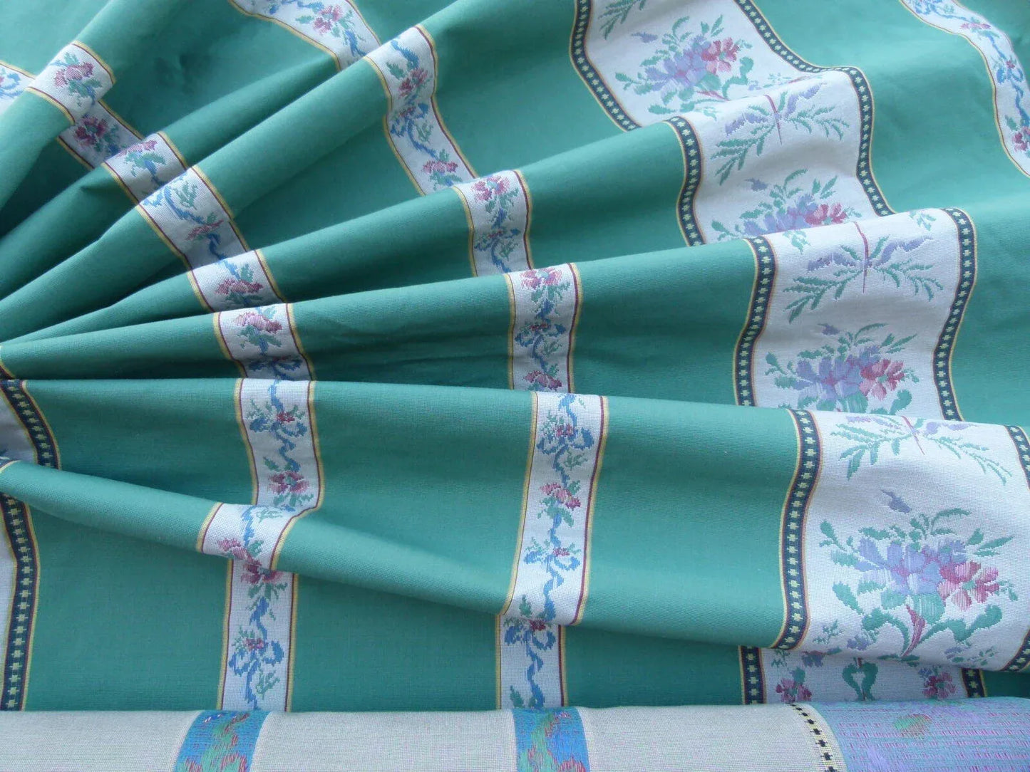 By Yd Scalamandre Fonthill Josephine Multi/green White Cotton Floral Stripe MSRP USD 204/Y