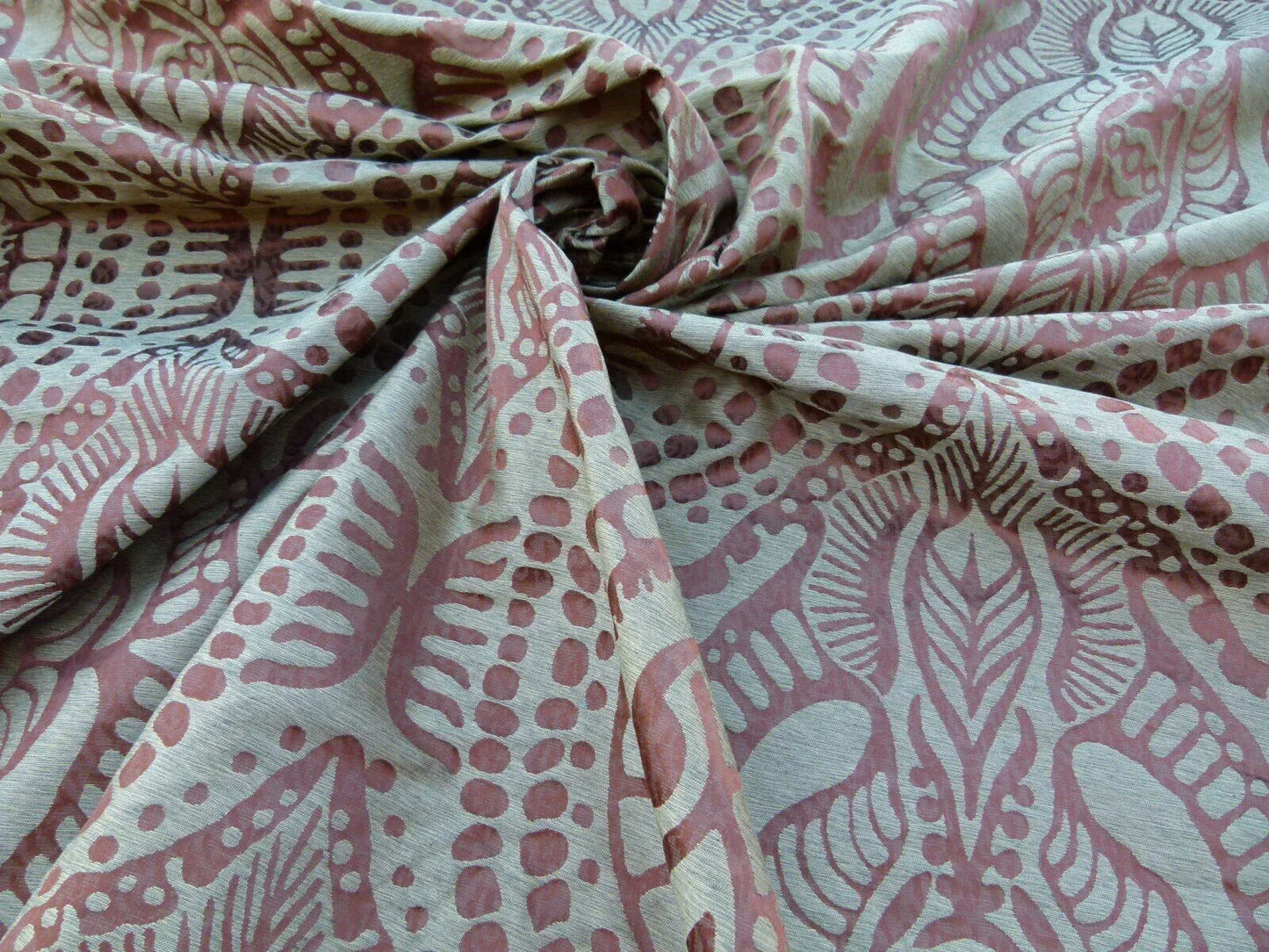 By yard Scalamandre Ethnic Damask Rust Silk Lampas African Abstract MSRP USD 432/Y
