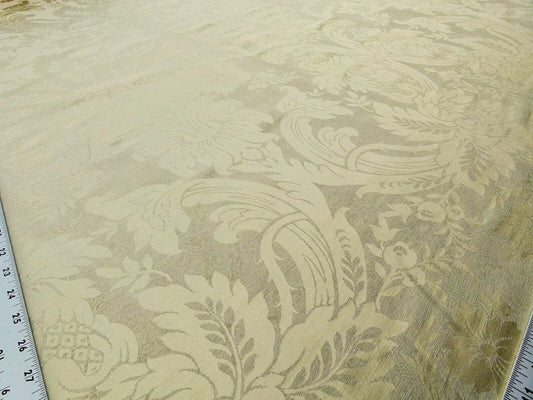 Scalamandre San Leucio Beige Gold Old World Weavers Silk Linen Renaissance Silk Damask MSRP USD 546/Y