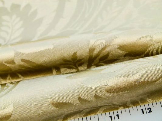 Scalamandre San Leucio Beige Gold Old World Weavers Silk Linen Renaissance Silk Damask MSRP USD 546/Y
