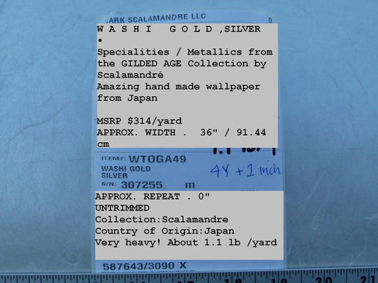 By yard Scalamandre Washi Gold Silver Wallpaper Gold Leaf On Rice Paper Fr Japan! Old World Weavers MSRP USD 314/Yard