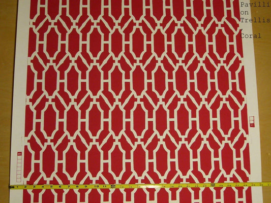 Scalamandre "pavilion Trellis Coral Red White Wallpaper MSRP USD 232/single Roll Old World Weavers