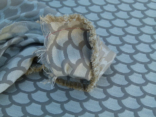 Bty Scalamandre Poseidon Birch Silver Beige Neutral Fish Scale Ocean Wave MSRP USD184/Y