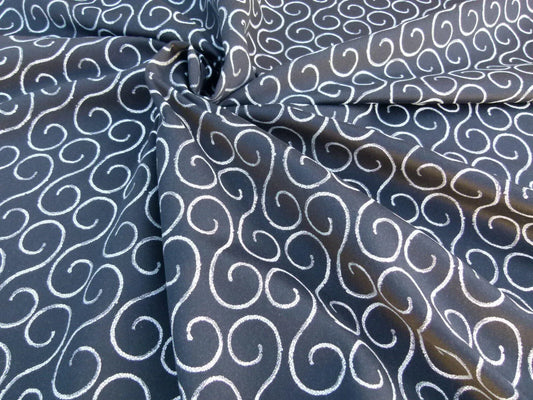 Scalamandre La Spiro Graphic Deep Black & White Graphic Music Note Woven MSRP USD 200/y Old World Weavers