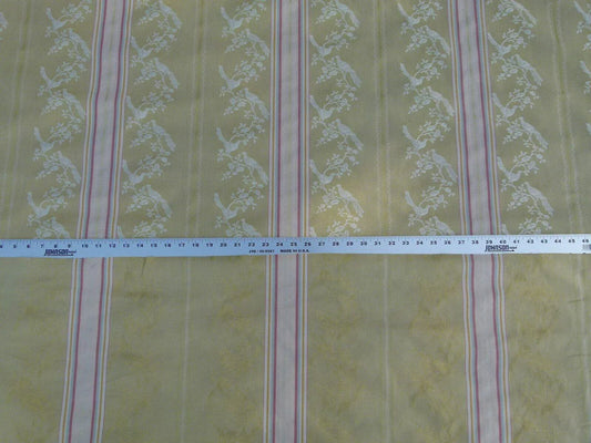 Scalamandre Fine Feathers Champagne Birds and Berry Bush Grey Watkins Woven Classic Chinese Garden Bird Stripe MSRP USD 233/Y Old World Weavers