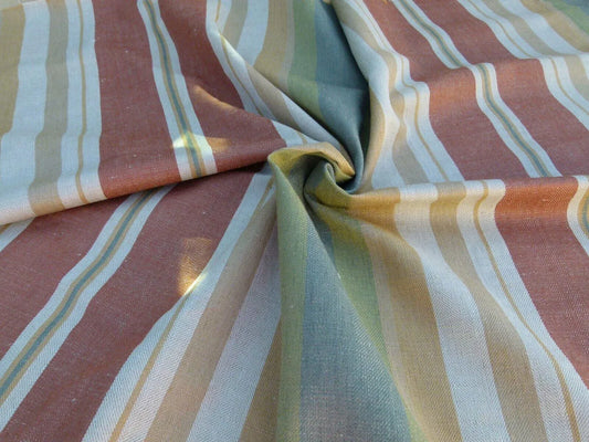 Scalamandre Linda Stripe Custom Multi Color Red Green Pink Gold Silk Twill MSRP USD 172/yard Heavy! Old World Weavers