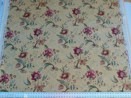By Yard Scalamandre Old World Weavers Kentwell Brick Olive Wheat English Chintz Linen Heavy MSRP USD 324/Y