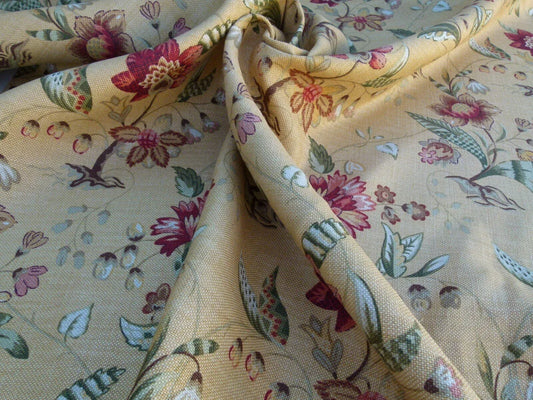 By Yard Scalamandre Old World Weavers Kentwell Brick Olive Wheat English Chintz Linen Heavy MSRP USD 324/Y