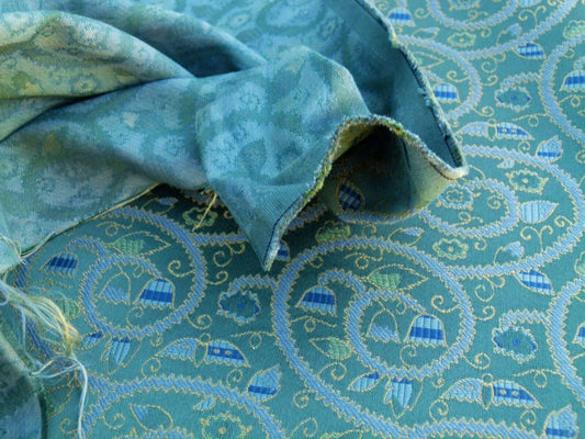 By Yard Scalamandre Portobello Fonthill Multi Green Old World Weavers Crewel Fern Woven Cotton MSRP USD 192/Y